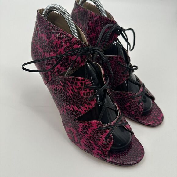 Pink and Black Lace-Up Heels - Picture 4 of 7